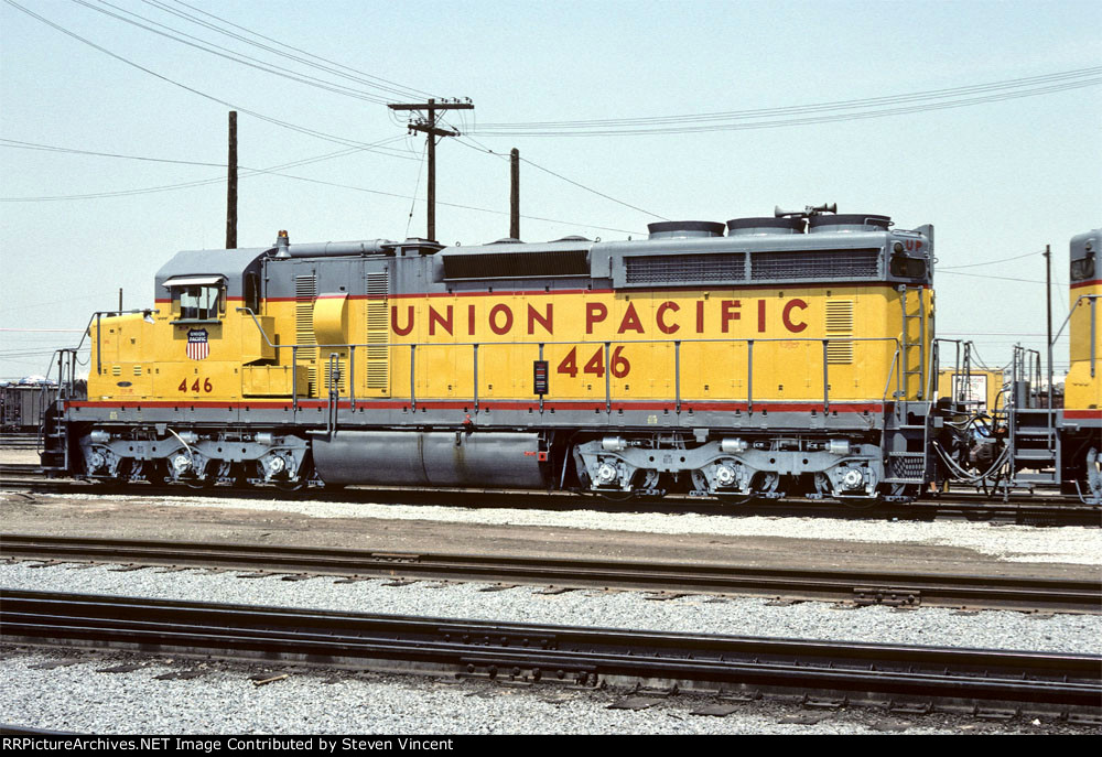 Union Pacific SD24 UP #446 here as slug mother for S-5